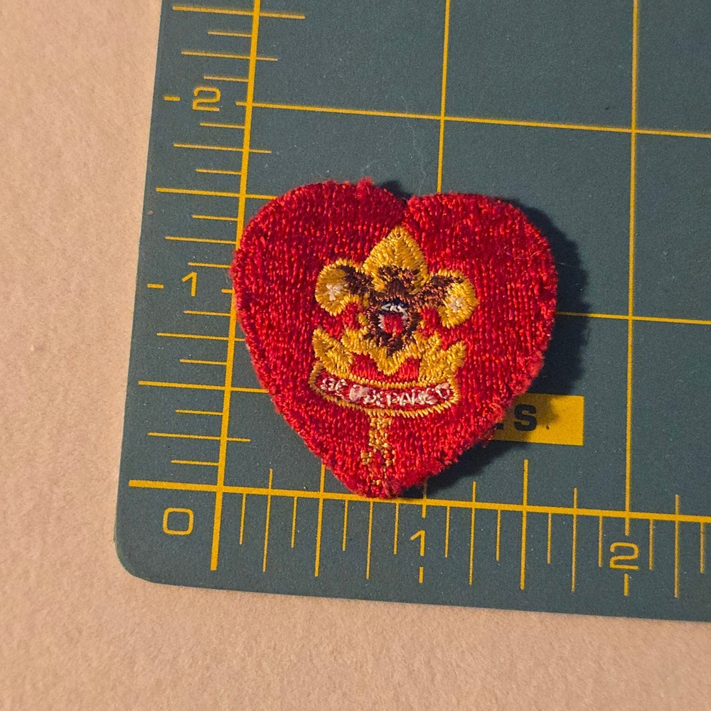 VTG 1960s Be Prepared BSA Heart Patch Red GUC Embroidered Boy Scouts Of America